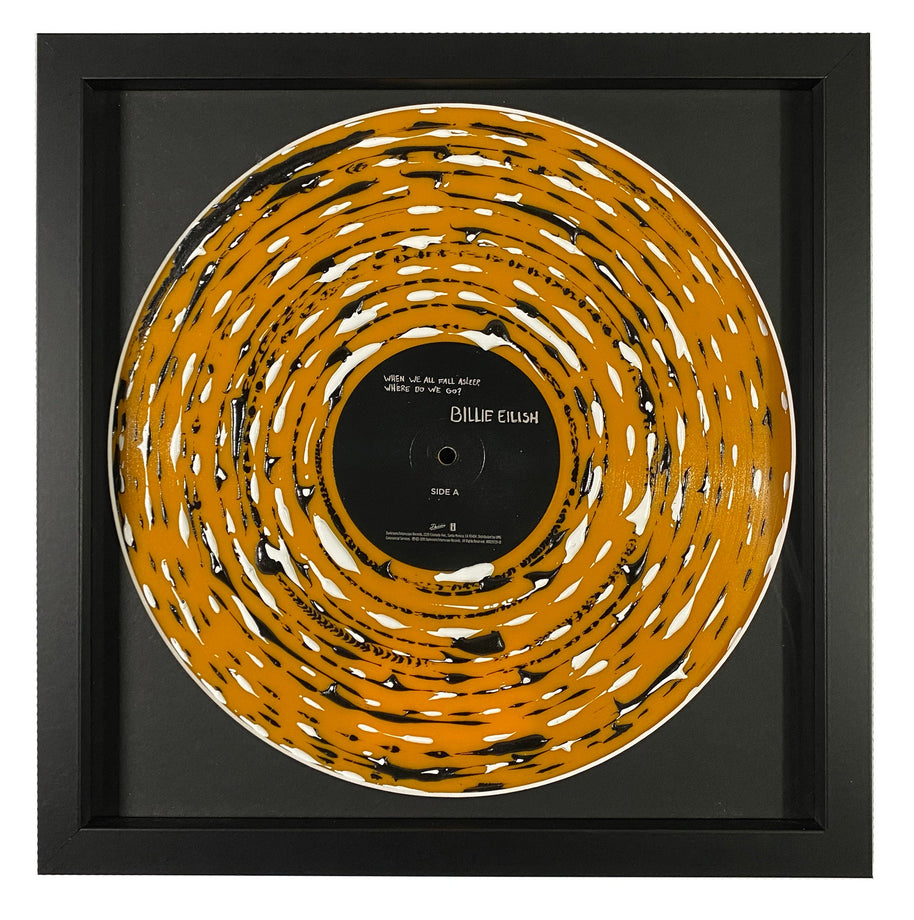 Wake up: Hand-Painted Vinyl Record Framed Art